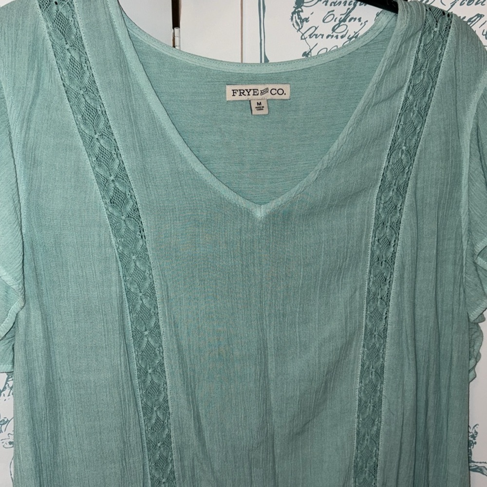 FRYE AND CO. Teal Ruffle Sleeve Dress w/slip NWOT - Picture 4 of 12